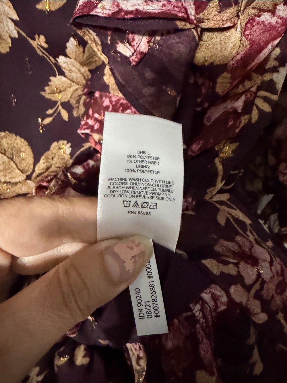 Express Burgundy Floral Wrap-Style/Gathered Mini Dress - Picture 16 of 16